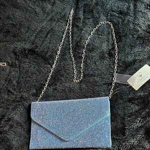 Windsor Sparkling Blue Clutch with Silver Chain